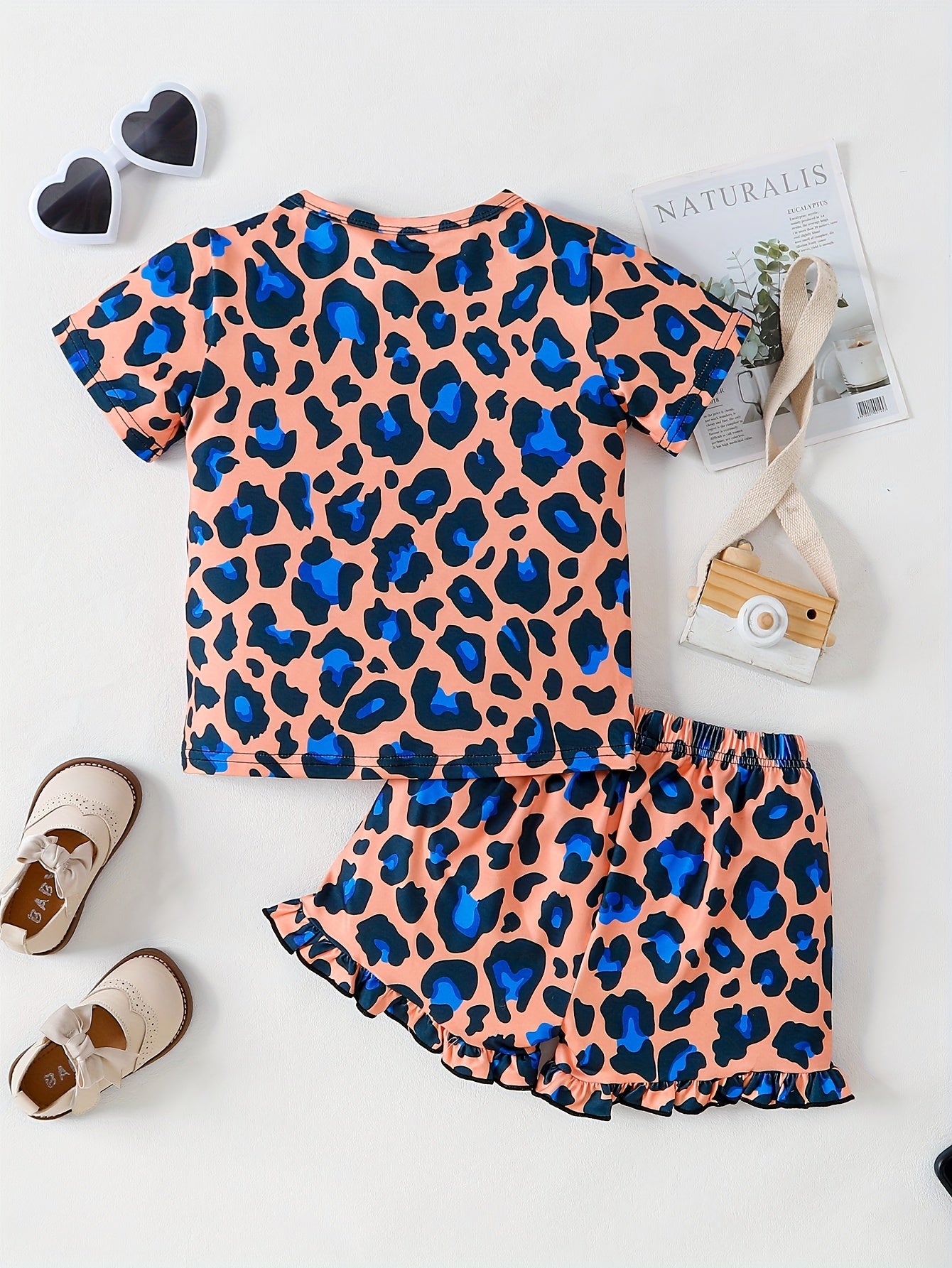 3D Tiger Animal Print Girls 2PCS Short Sleeve Color Block T-Shirt + Matching Shorts Fashion Set For Everyday Summer Going Out