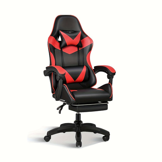 Ergonomic Gaming Chair, High Back Adjustable Swivel PU Leather Office Chair With Headrest And Lumbar Support, Breathable Mesh Task Chair For Home & Office Use