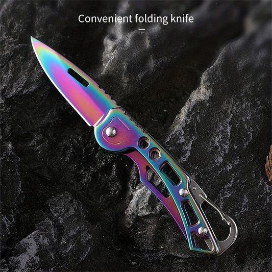 Multifunctional Small Folding Knife, Stainless Steel Portable High Hardness Knife, For Outdoor Camping, Hiking, Hunting And Survival