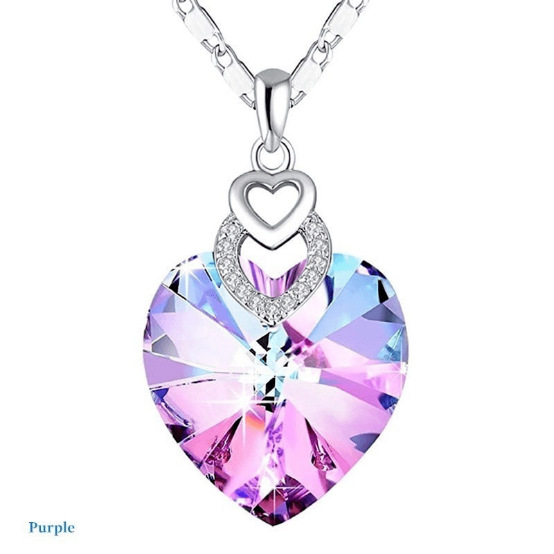 Heart-Shaped Crystal Pendant Necklace - Perfect Anniversary or Wedding Gift for Women and Girls