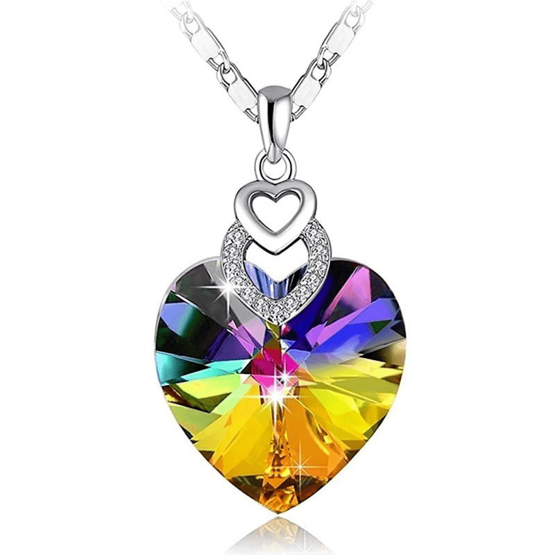 Heart-Shaped Crystal Pendant Necklace - Perfect Anniversary or Wedding Gift for Women and Girls