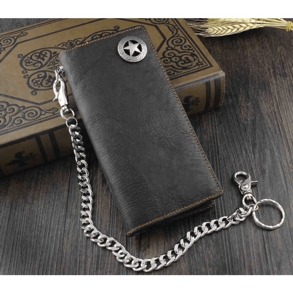 Vintage Leather Biker Wallet with Chain - Multi-Card Holder for Men - Perfect Gift Idea