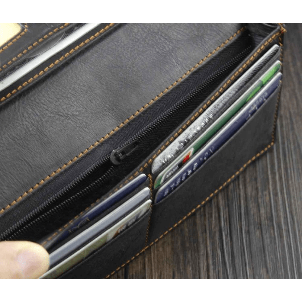 Vintage Leather Biker Wallet with Chain - Multi-Card Holder for Men - Perfect Gift Idea