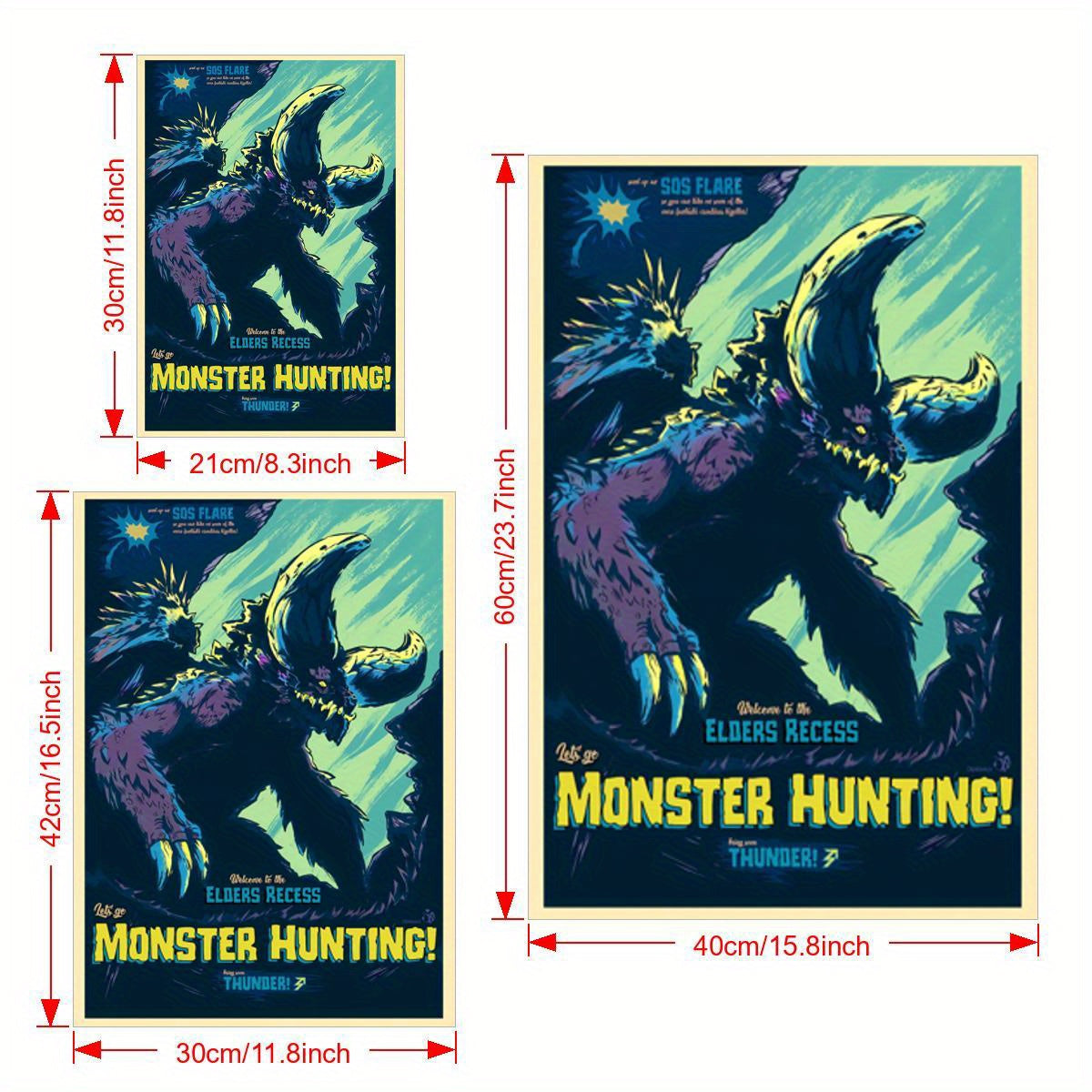 1pc Let's Go Monster Hunting Video Game Canvas Poster - Perfect Wall Art for Living Room and Bedroom Décor