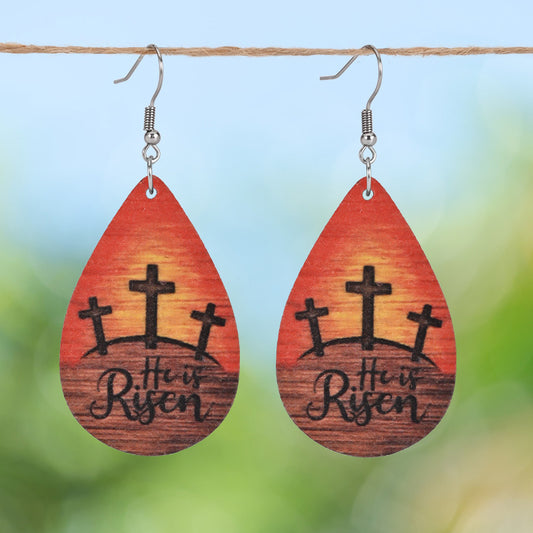 1 Pair, Fashion Cross Wooden Earrings Christmas Family Gifts Holiday Gifts Party Accessories