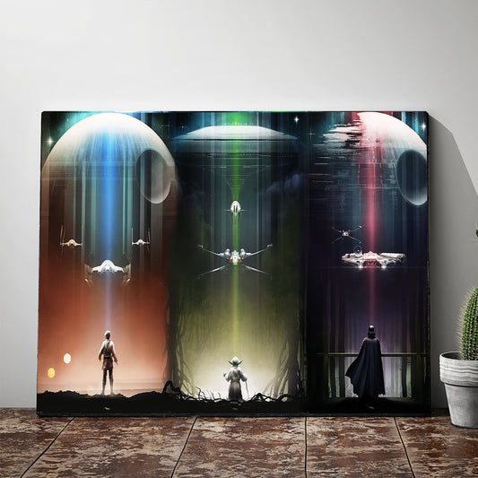 1pc Wooden Frame Painting, Disney Star Wars Wall Art, Home Decoration, Classic Movie Canvas Wall Picture, For Living Room, Bedroom, Office, Kitchen, Restaurant, Bar Wall Decor, Modern Style Posters, Room Aesthetic, Waterproof, Artwork