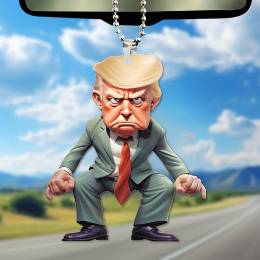 1pc Angry Trump Pendant, Acrylic 2D Flat Car Ornament, Home Decor, Backpack Decoration,Weird Stuff, Cute Aesthetic Stuff, Cool Gadgets