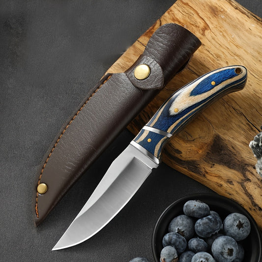 1pc, 7.5 Inch Multi-Purpose Fruit Knife with Stainless Steel Blade and Colored Wood Handle - Perfect for Home Kitchen, Outdoor BBQ, and Camping - Portable and Affordable Kitchen Gadget