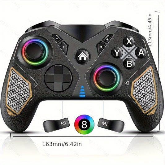 RGB Lighting For Windows PC IOS Android, Multi-platform RGB Switch Pro Controller, Switch Gamepad Remote Control With LEDLight/4 Programmable Paddles/wake-up/turbo