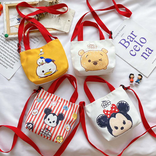 New children's bag cartoon cute canvas bag INS fashion girl casual shoulder bag light tutoring bag