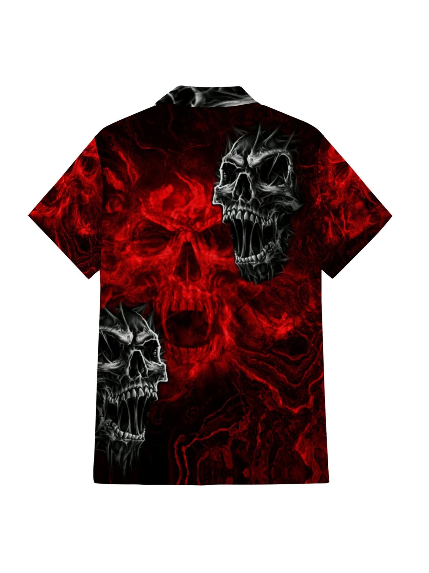 Scary Skull Heads 3D Digital Print Men's Fashion Street Short Sleeve Button Down Shirt For Summer Outdoor Party