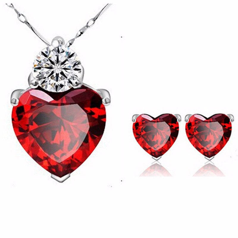 Jewelry Red Pembra Hexin Rock Ear Ring Necklace Bride Jewelry Set Taobao Goods Source