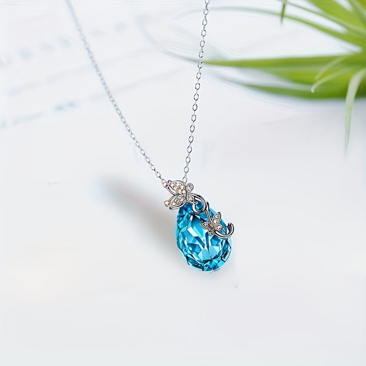 1pc 2023 New Fashion Butterfly Water Drop Rhinestone Necklace