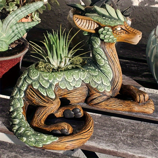 1pc Dragon Shaped Flower Pot - Indoor/Outdoor Planter for Succulents, Desk Display, and Home Decor - Resin Plant Pot with Unique Design