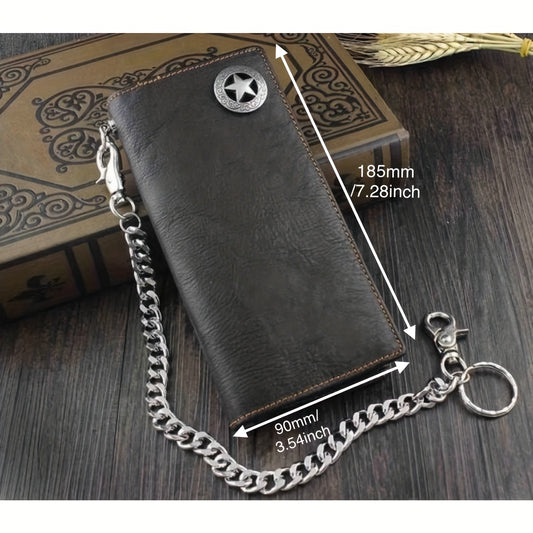 Vintage Leather Biker Wallet with Chain - Multi-Card Holder for Men - Perfect Gift Idea