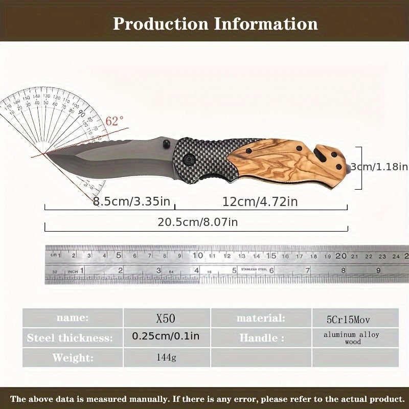 1pc Versatile Foldable Knife, Tactical Knife, Portable Knife, Stainless Steel Blade Cutting Knife, Pocket Knife, Great Gift For Dad