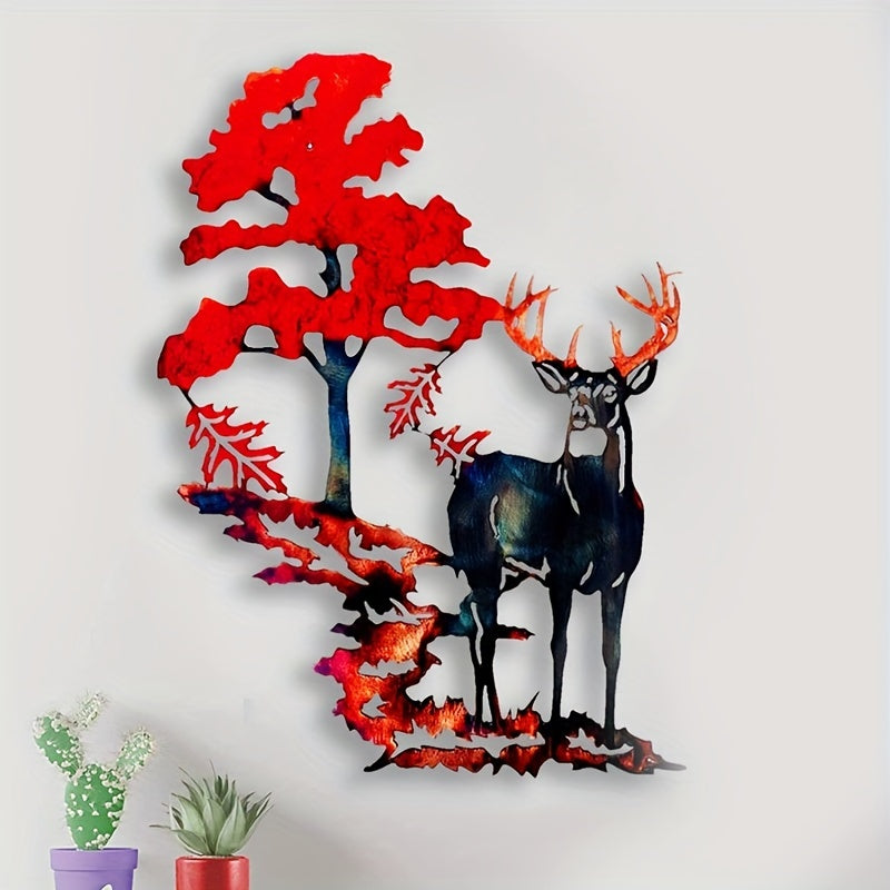 1pc 3D Whitetail Deer and Elk Metal Wall Art for Home Decor - Perfect for Living Room, Bedroom, and Bathroom