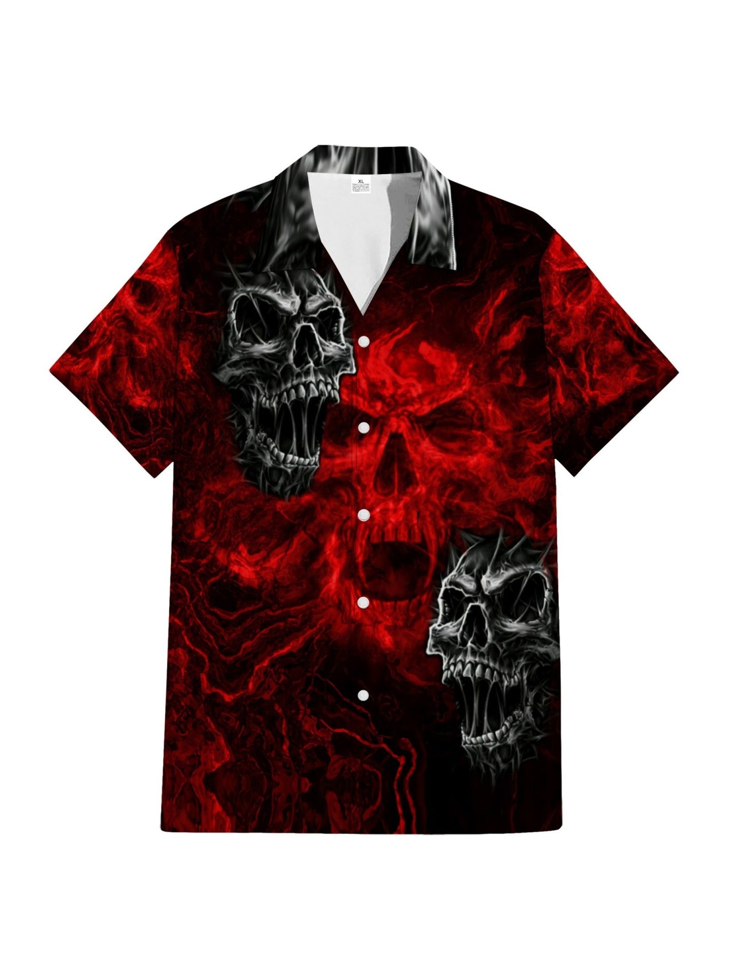 Scary Skull Heads 3D Digital Print Men's Fashion Street Short Sleeve Button Down Shirt For Summer Outdoor Party