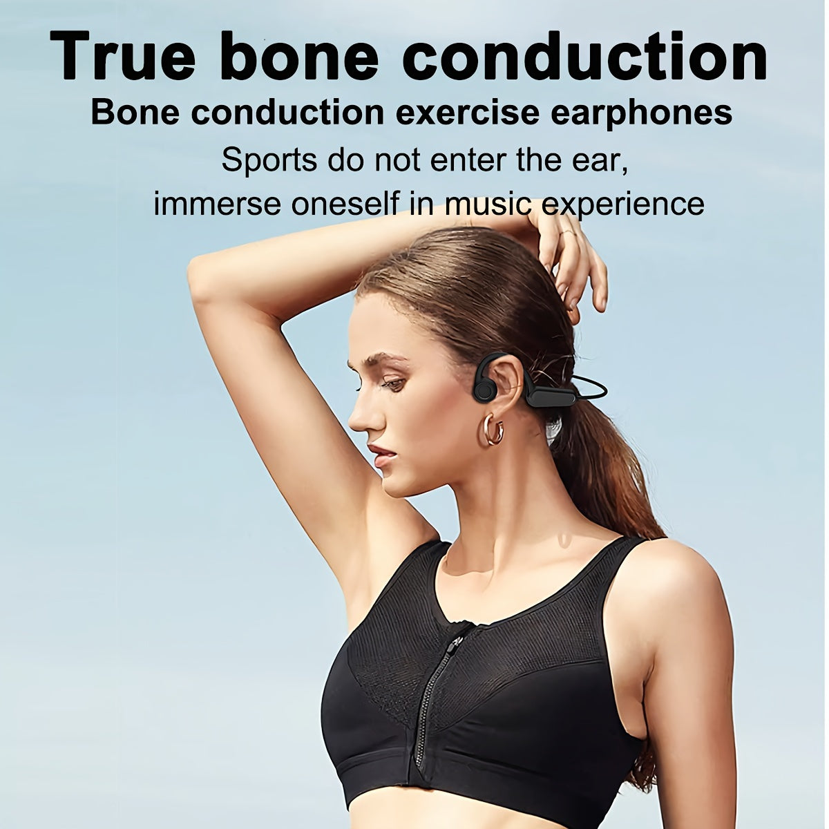 Bone Conduction Headphones Open Ear True Wireless Sports Earphones With Built-in Mic, 2024 New Ear Hanging Type Headset For Running, Cycling, Hiking, Driving, 11 Hours Playtime