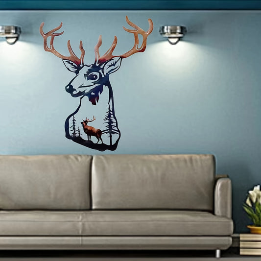 1pc Metal Elk Wall Decor - Perfect for Home, Restaurant, and Outdoor Spaces - Unique Halloween Room Decor and Gothic Artwork