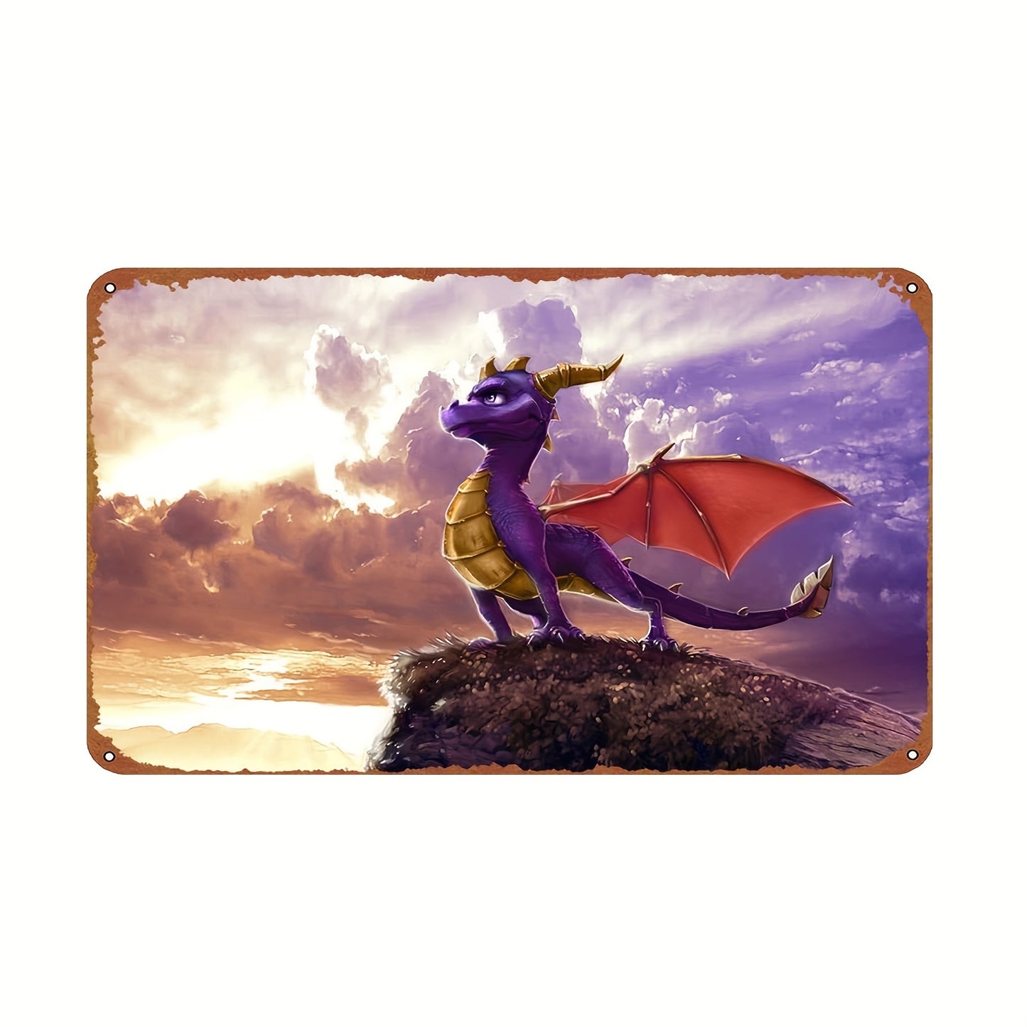 Spyro Dragon Video Game Metal Tin Sign, Vintage Iron Wall Art for Beach Party Decor, Retro Novelty Gift for Cafe Store Garage, 8x12 Inch