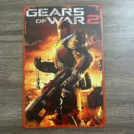 1pc Funny Vintage Tin Sign, Gears 2 War Video Gamemetal Tin Signs For Home Bedroom Wall Decor Gifts 8X12 Inch