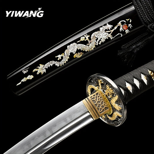 Dragon Soul Samurai Katana Unsharpened Sword - 1060 Carbon Steel, Heat Tempered, Full Tang Forged - Perfect For Cosplay, Movie Props, And Display