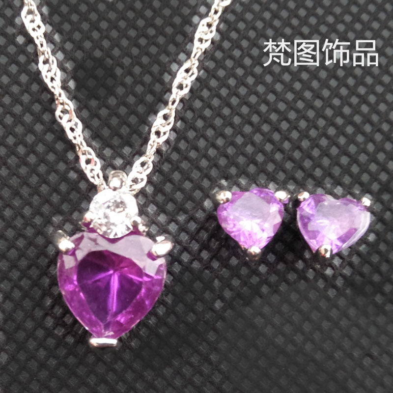 Jewelry Red Pembra Hexin Rock Ear Ring Necklace Bride Jewelry Set Taobao Goods Source