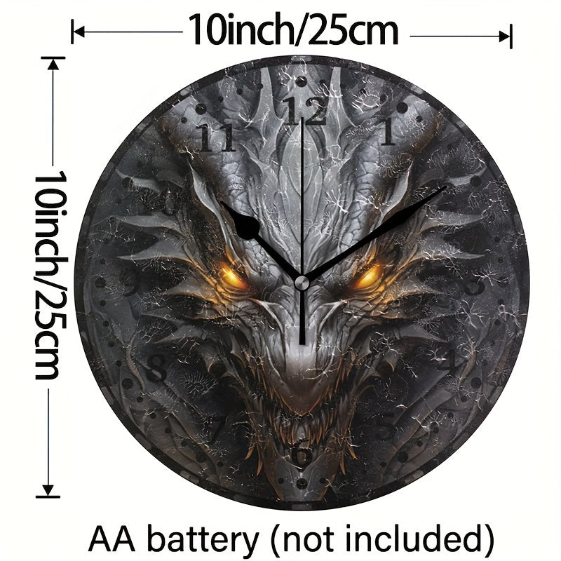 1pc 10in Scary Dragon Wall Clock, Silent Easy To Read Clock For Home Kitchen Living Room Bathroom Office Decor, AA Battery (not Included)