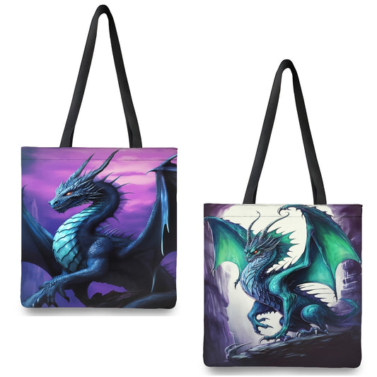 1pc Large Capacity Purple Dragon Print Tote Bag for Women - Stylish Shoulder Bag for Casual Use and Shopping