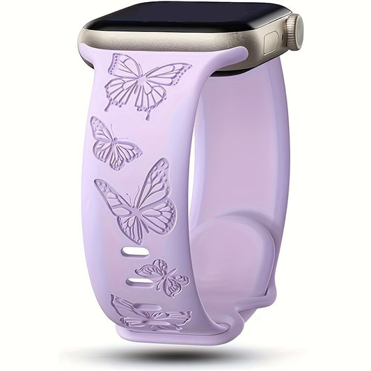 Butterfly Pattern Silicone Watchband for IWatch Series - Comfortable Fashion Replacement Bracelet Strap