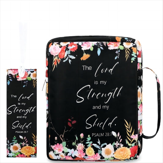 Bible Cover Floral Bible Case With Handle And Zippered Back Pocket 10 Inch Women Bible Bag With Bookmark Portable Bible Carrying Case For Bible Study, Outdoor, Daily Commuter