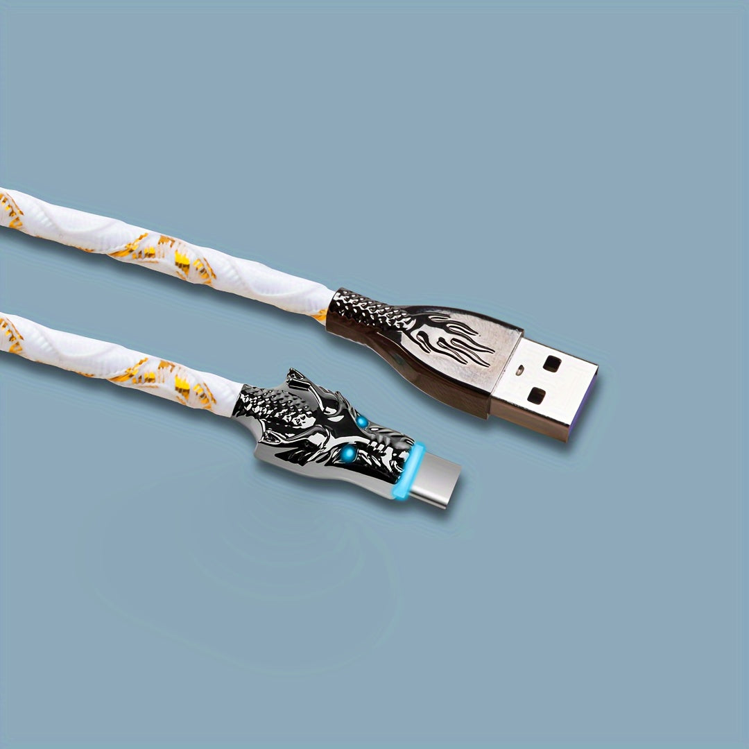 Super Fast Charging Data Cable with Seven-color Lamp and Anti-skid Design for Type-c Models and Apple