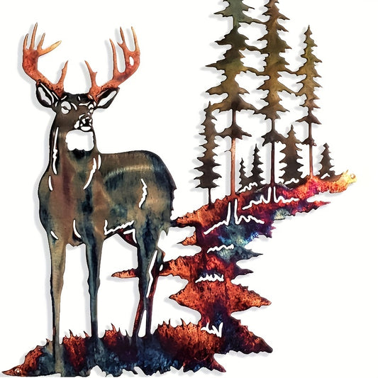 1pc 3D Whitetail Deer and Elk Metal Wall Art for Home Decor - Perfect for Living Room, Bedroom, and Bathroom