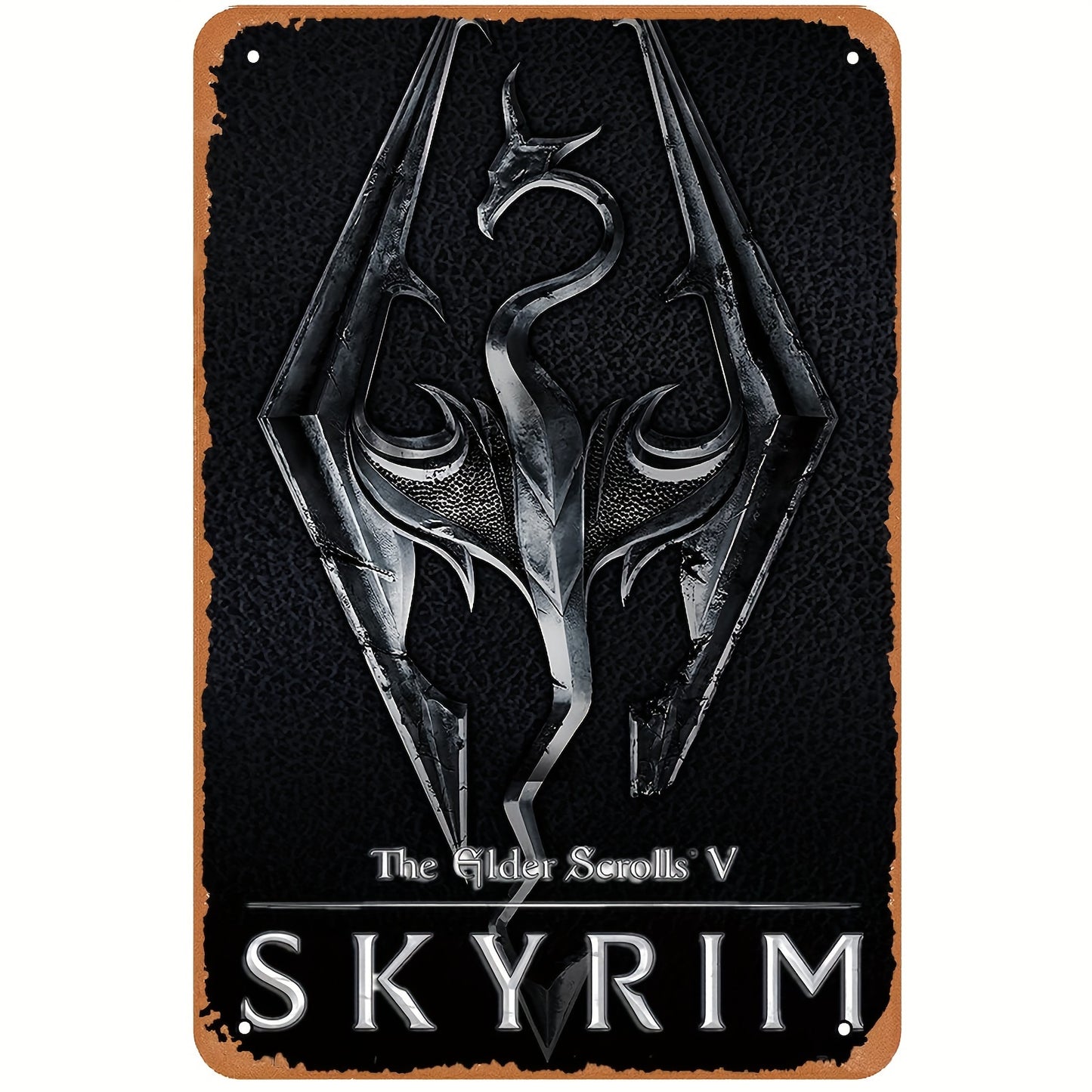 Vintage Metal Tin Sign for The Elder Scrolls V Skyrim Game - 8x12 Inches - Perfect Wall Decor for Gamers and Fans of the Classic RPG