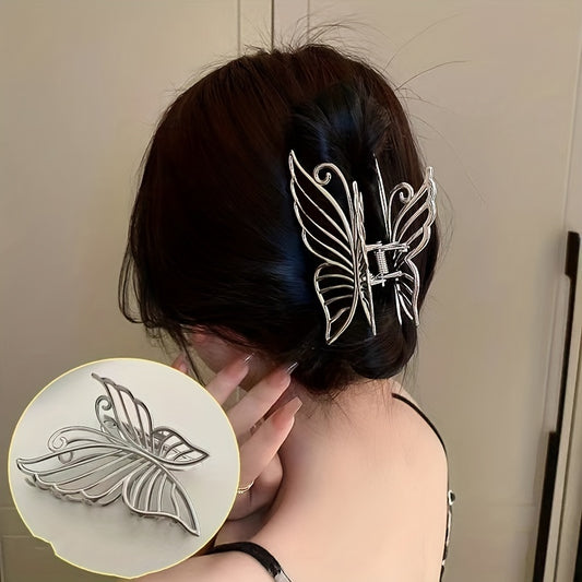 1pc Elegant Hollow Butterfly Claw Clip for Women and Girls - Vintage Metal Shark Clip for Ponytail Holder and Hair Styling