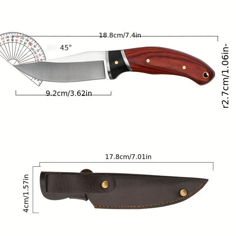 1pc, 7.5 Inch Multi-Purpose Fruit Knife with Stainless Steel Blade and Colored Wood Handle - Perfect for Home Kitchen, Outdoor BBQ, and Camping - Portable and Affordable Kitchen Gadget