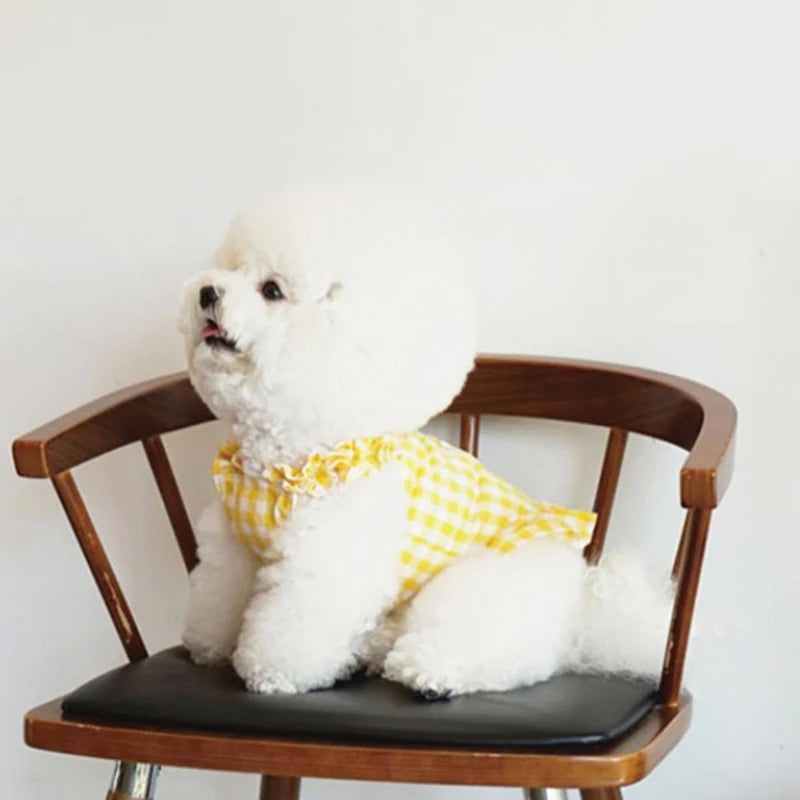 Yellow Skirt for Dogs Poodle Dress Summer Clothes for Puppy Breathable Sun Protection Clothing for Pets Fashion Pet Products