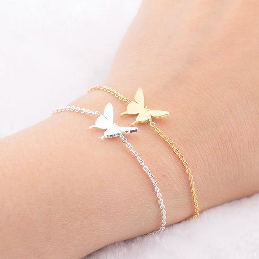 Dainty Butterfly Best Friend Charm Bracelets Bff jewelry Women Stainless Steel Bridesmaid Bracelet Sister Mom Gifts Pulseras