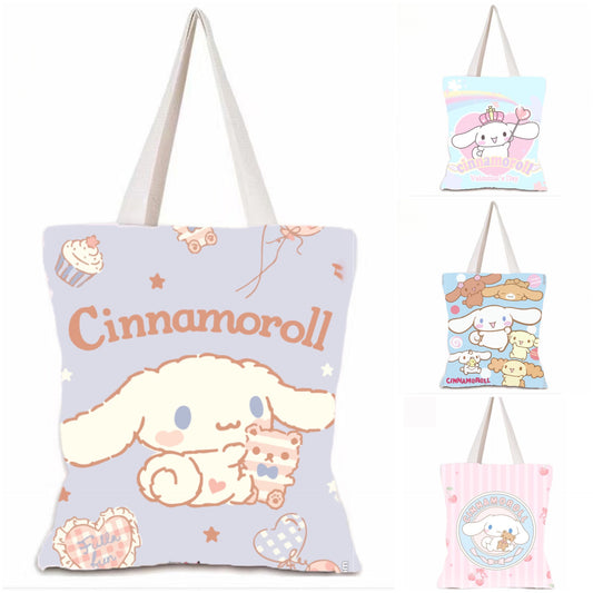 Yutui dog canvas bag Cinnamoroll big ear dog small white student shoulder bag folding shopping bag