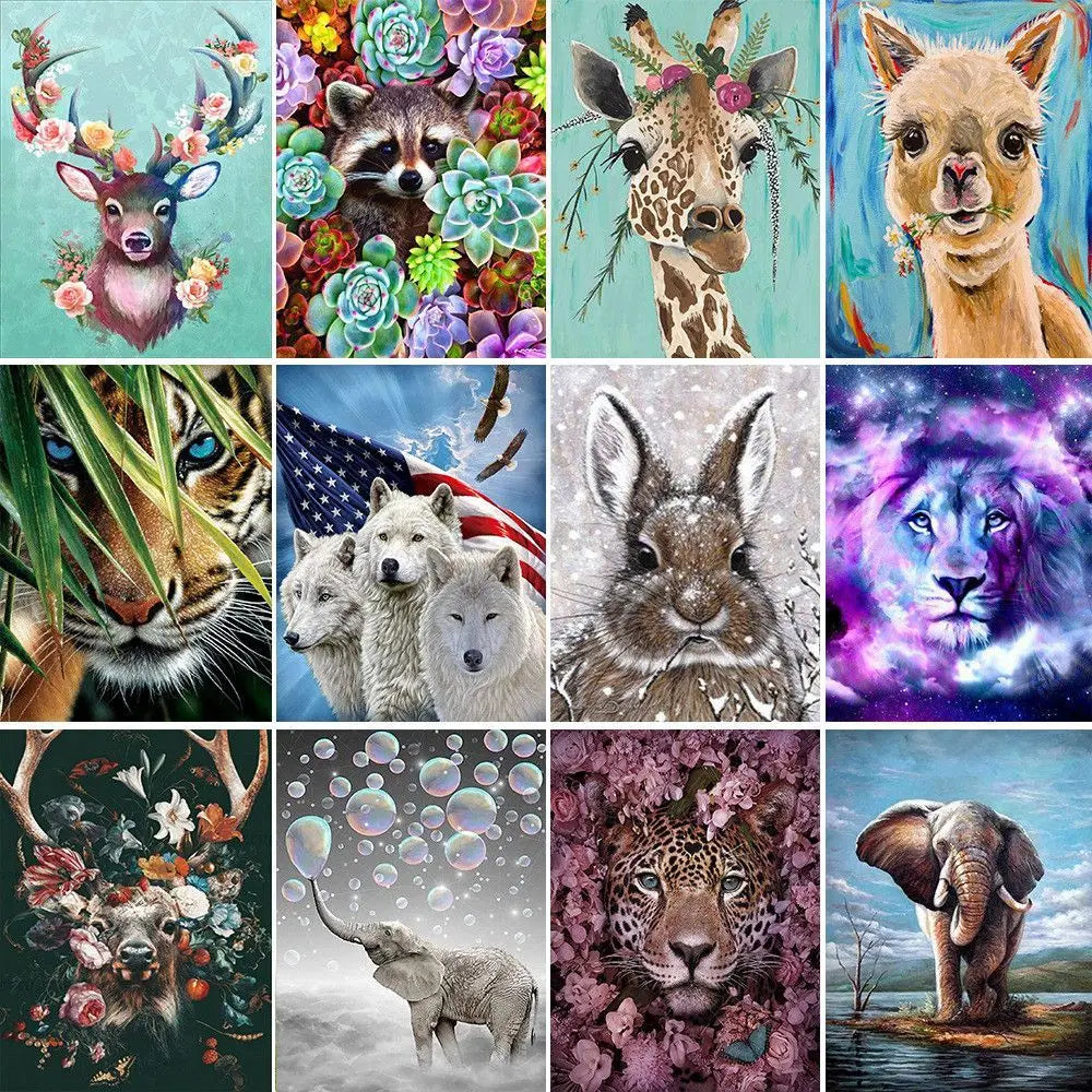 5D Diamond Painting Animal Full Drills Diamond Painting Cross Stitch Kits Lion Elephant Embroidery DIY Home Decoration Painting