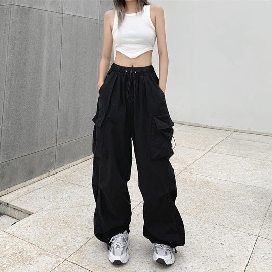 Y2K Black Baggy Wide Leg Cargo Pants