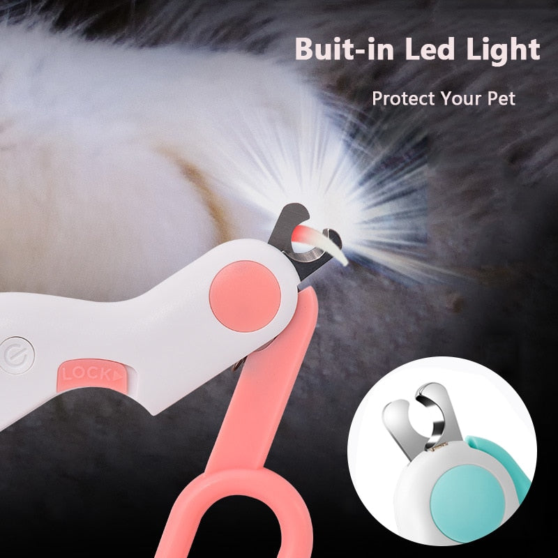 Professional Pet Nail Clippers Led Light Pet Claw Trimmer for Cats Dogs Small Animal Care Grooming Tools Pet Products