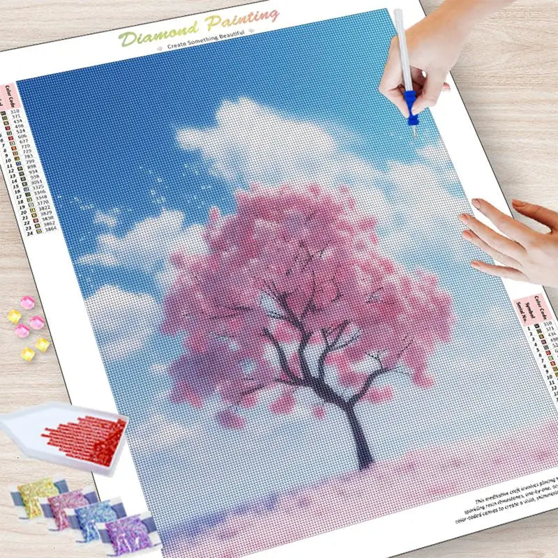 GATYZTORY Diamond Embroidery Colorful Tree Scenery 5D DIY Full Square Diamond Painting Cross Stitch Wall Home Decoration