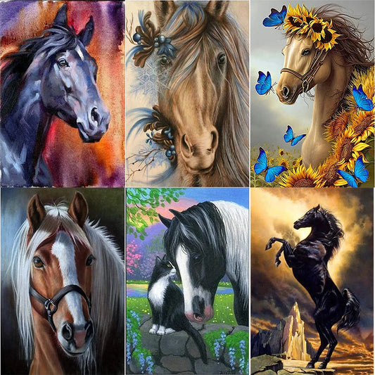 Diamond Embroidery Mosaic Horse Flower Home Decoration 5D Diy Diamond Painting Kits Animal Cross Stitch Crystal Picture Gift