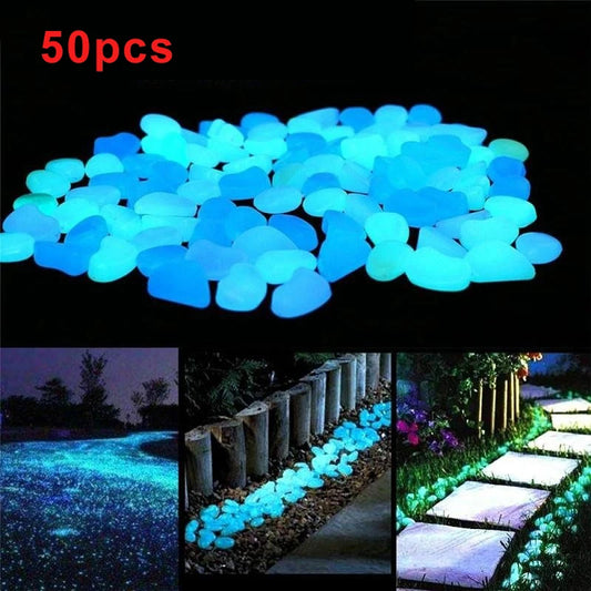 50pcs Luminous Stones Glow In The Dark Pebbles Glowing Stones for Outdoor Walkways Home Garden Yard Decor Fish Tank Pebble Rocks