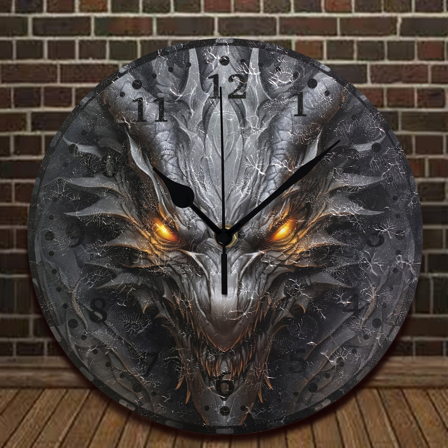 1pc 10in Scary Dragon Wall Clock, Silent Easy To Read Clock For Home Kitchen Living Room Bathroom Office Decor, AA Battery (not Included)