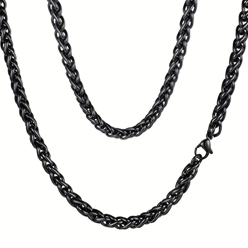 1pc Stylish Stainless Steel Wheat Chain Necklace for Men and Women - Available in Multiple Sizes and Lengths for a Perfect Fit