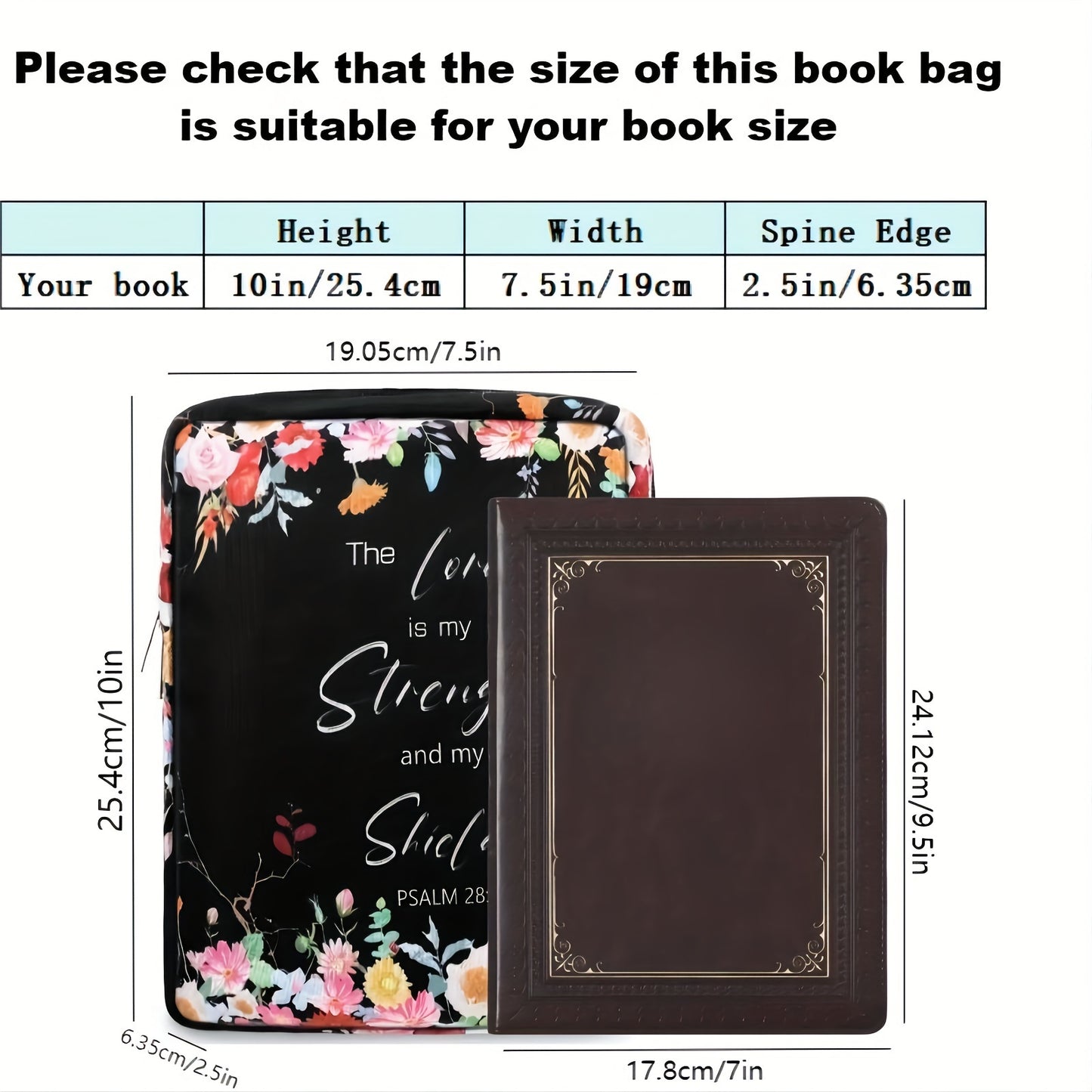 Bible Cover Floral Bible Case With Handle And Zippered Back Pocket 10 Inch Women Bible Bag With Bookmark Portable Bible Carrying Case For Bible Study, Outdoor, Daily Commuter