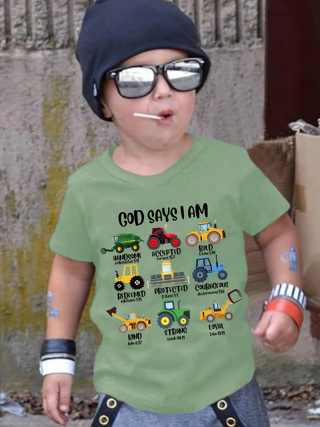 Boy's God Says I Am Print T-shirt Kids Round Neck Tees Tops Casual Soft Comfortable Breathable Summer Clothes